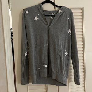 Chaser gray star zip up hoodie